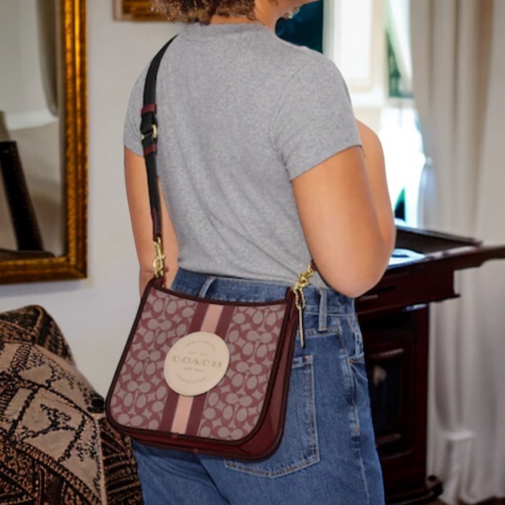 Coach Dempsey File Bag In Signature Jacquard With Stripe And Coach Patch
